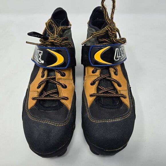 LAKE CYCLING SHOES BLACK CAMEL GRAY LEATHER STRAP MENS SIZE 8 8.5 - Picture 2 of 8
